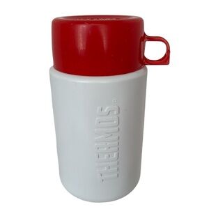 Plastic Kids Thermos Model 3700 Insulated White Red Approx 8 oz